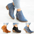 Botas azules de piel con plantilla ortopédica para mujer