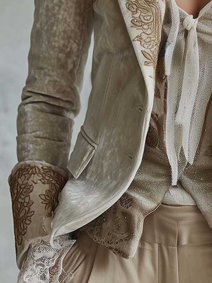 Mercedes - Embroidered Ivory Blazer