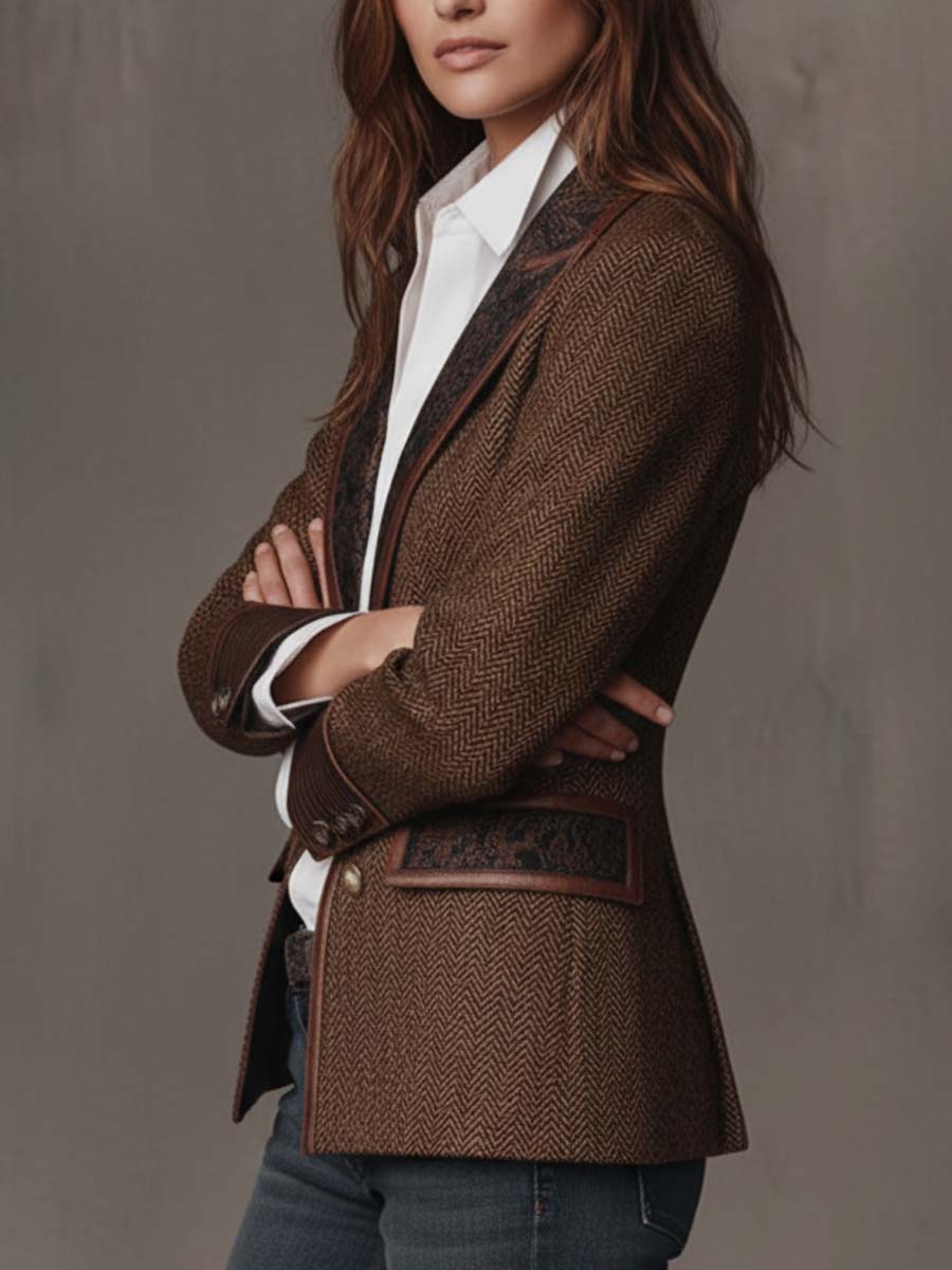 Consuelo - Herringbone Panel Blazer