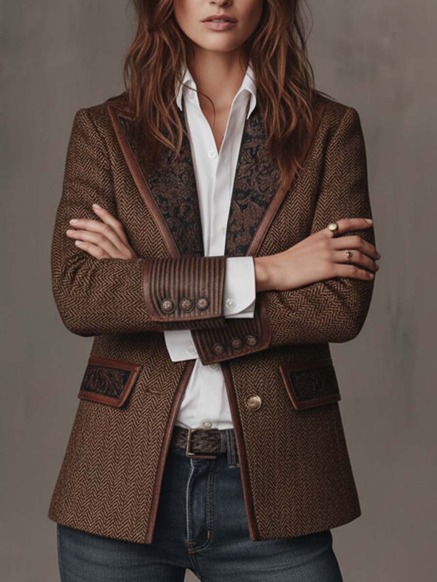 Consuelo - Herringbone Panel Blazer