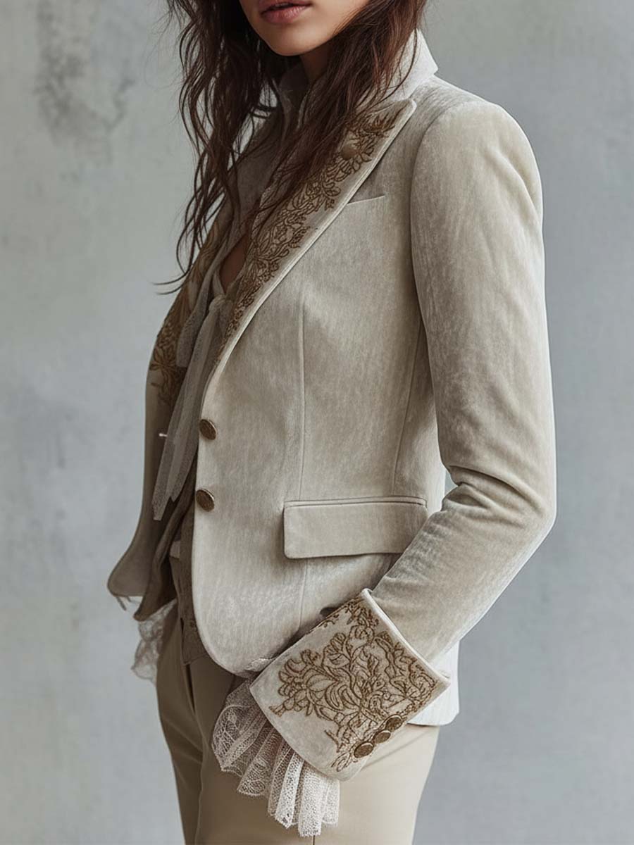 Mercedes - Embroidered Ivory Blazer