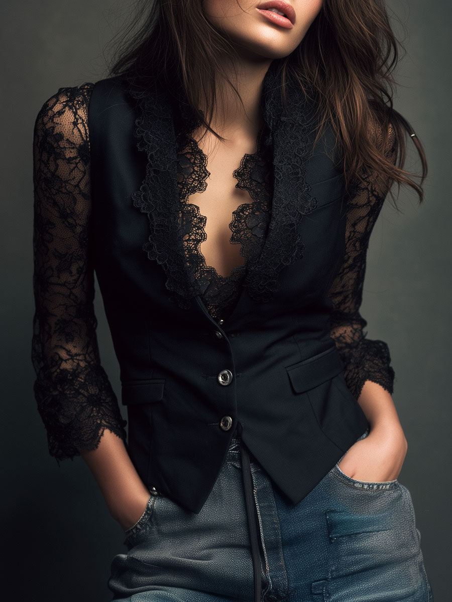 Teresa - Blazer with Semi-Transparent Sleeves