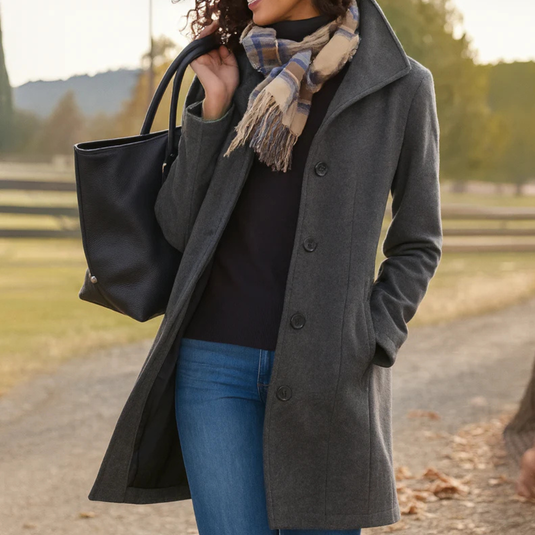 Aurora | Classic Wool Coat with Matching Scarf as a Gift
