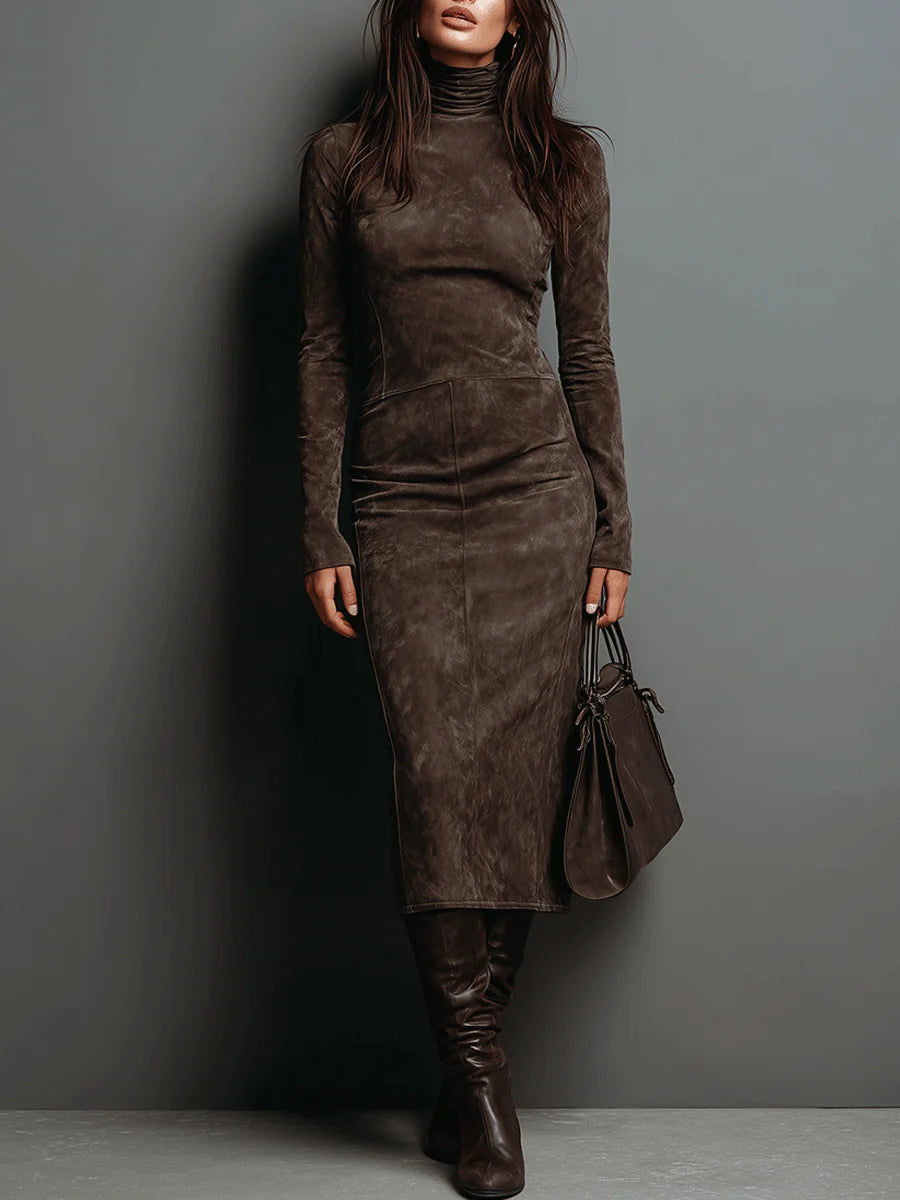 Lorena | Long Brown Midi Dress