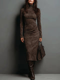 Lorena | Long Brown Midi Dress