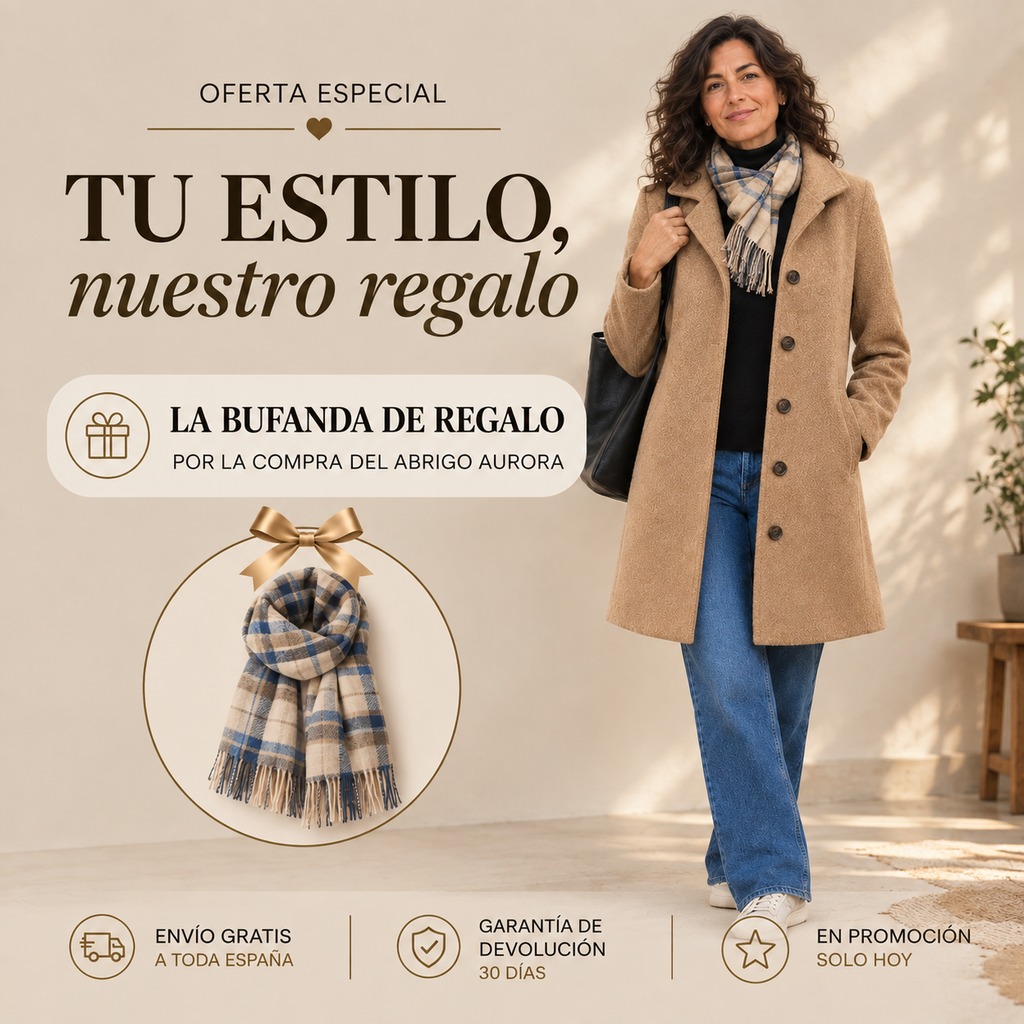 Aurora | Classic Wool Coat with Matching Scarf as a Gift