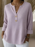 Lucía | Waffle Henley Tee with Buttons