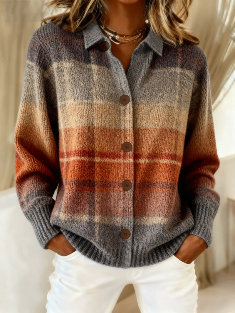 Edith | Autumn Ombré Plaid Cardigan