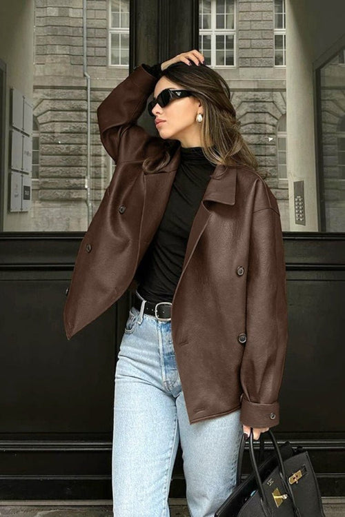 Abrigo Cuero Vegano Mujer Vintage Sandra