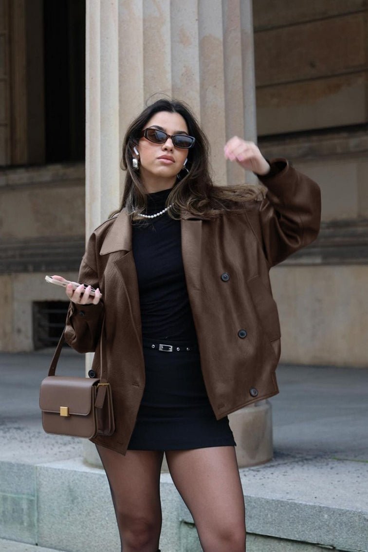 Abrigo Cuero Vegano Mujer Vintage Sandra