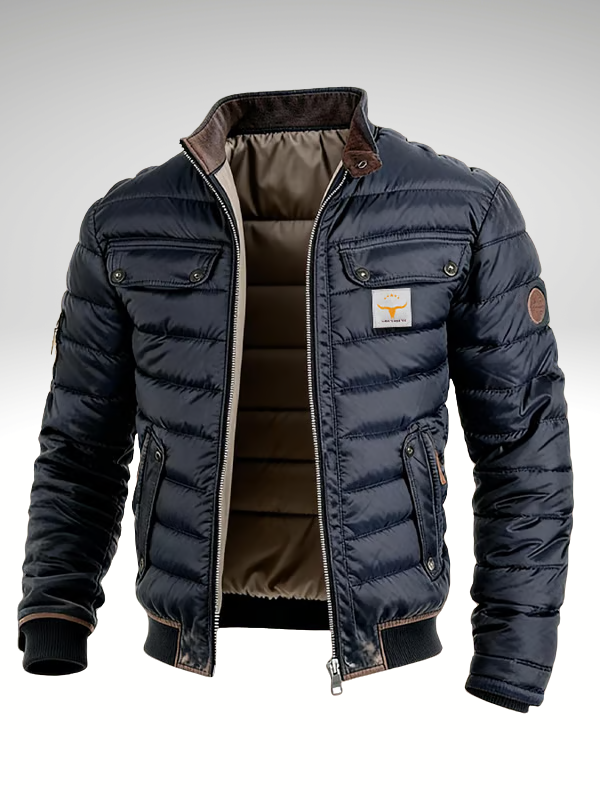 Bomber Acolchada Hombre con Bolsillos con Solapa