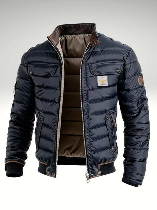 Bomber Acolchada Hombre con Bolsillos con Solapa
