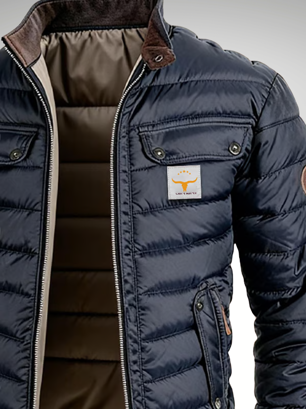 Bomber Acolchada Hombre con Bolsillos con Solapa