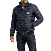Chaqueta bomber acolchada azul marino con cuello alzado