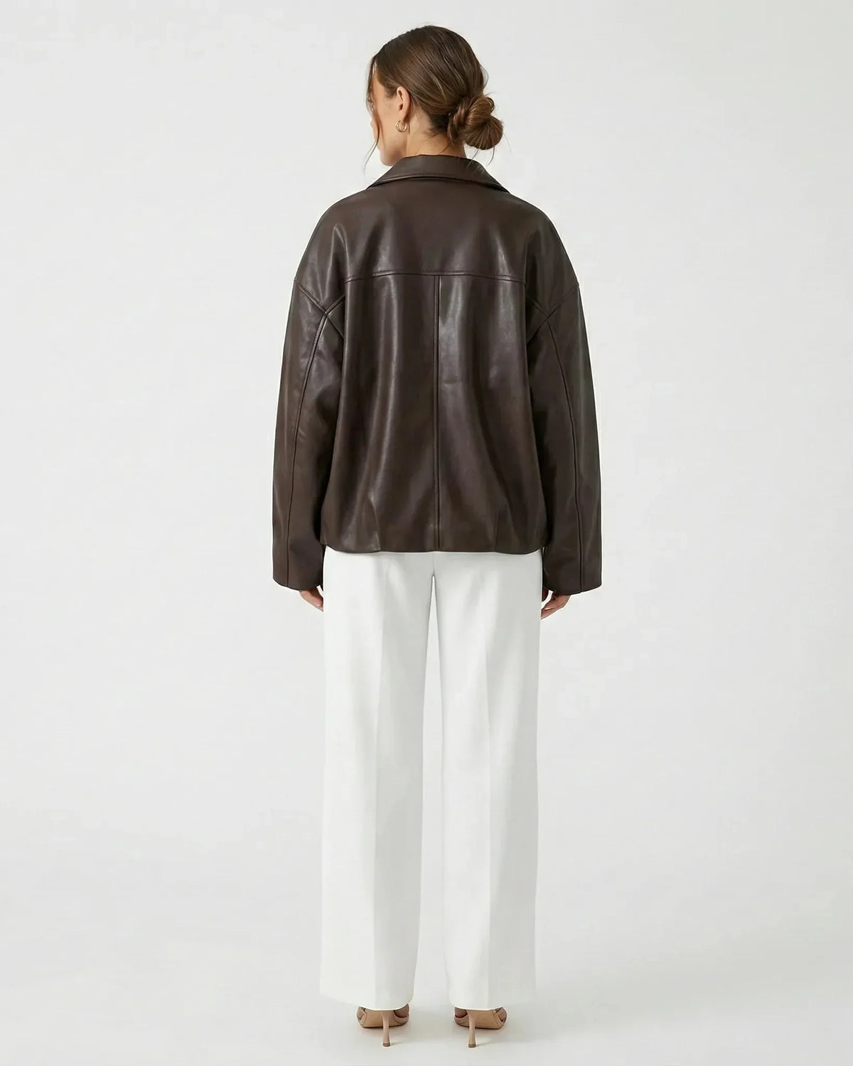 Bomber Cuero Vegano Mujer Oversize Patchwork