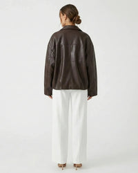 Bomber Cuero Vegano Mujer Oversize Patchwork