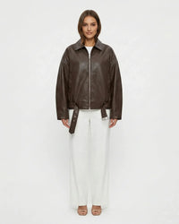 Bomber Cuero Vegano Mujer Oversize Patchwork