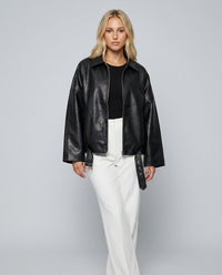 Bomber Cuero Vegano Mujer Oversize Patchwork