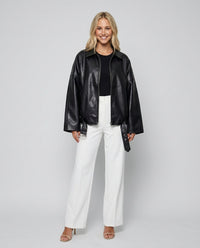 Bomber Cuero Vegano Mujer Oversize Patchwork