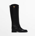 Botas altas negras de piel para mujer, vista lateral