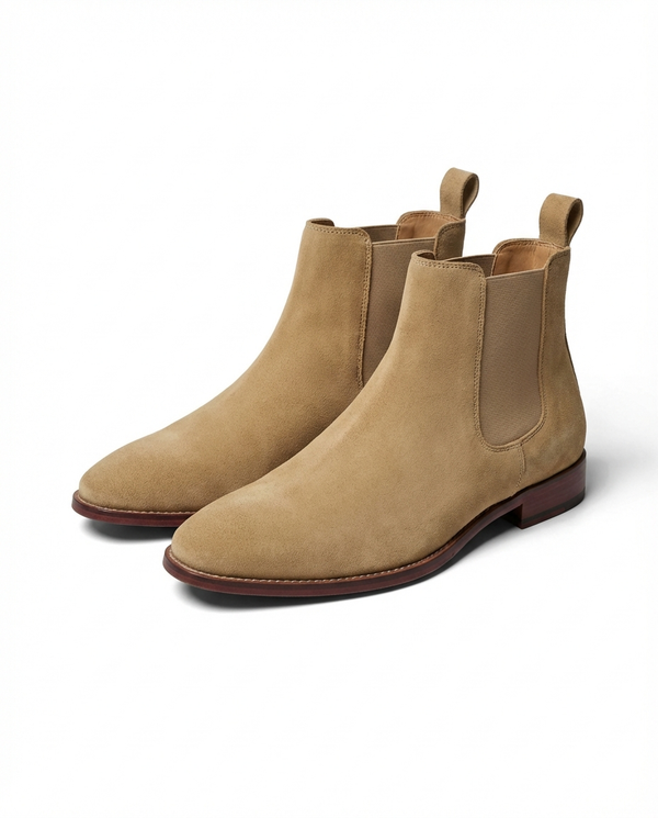 Botines chelsea color arena de aspecto ante para hombre