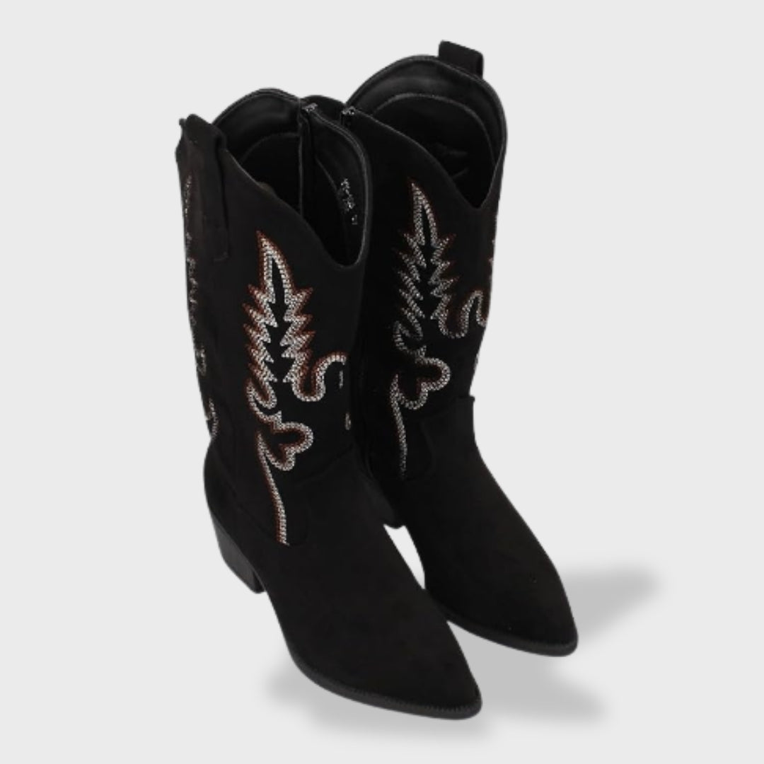 Botas Camperas Mujer de Ante Bordadas