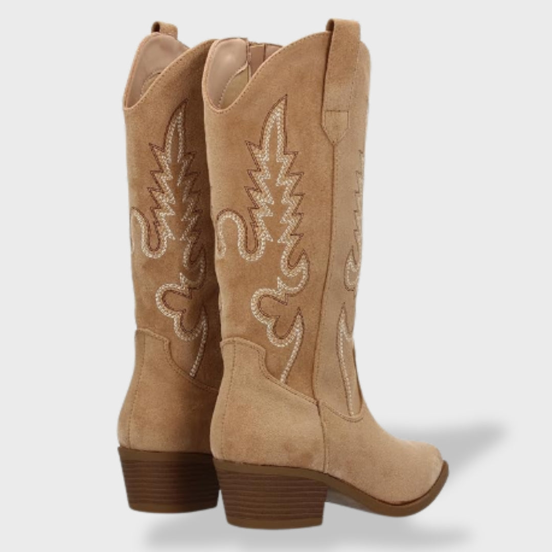 Botas Camperas Mujer de Ante Bordadas