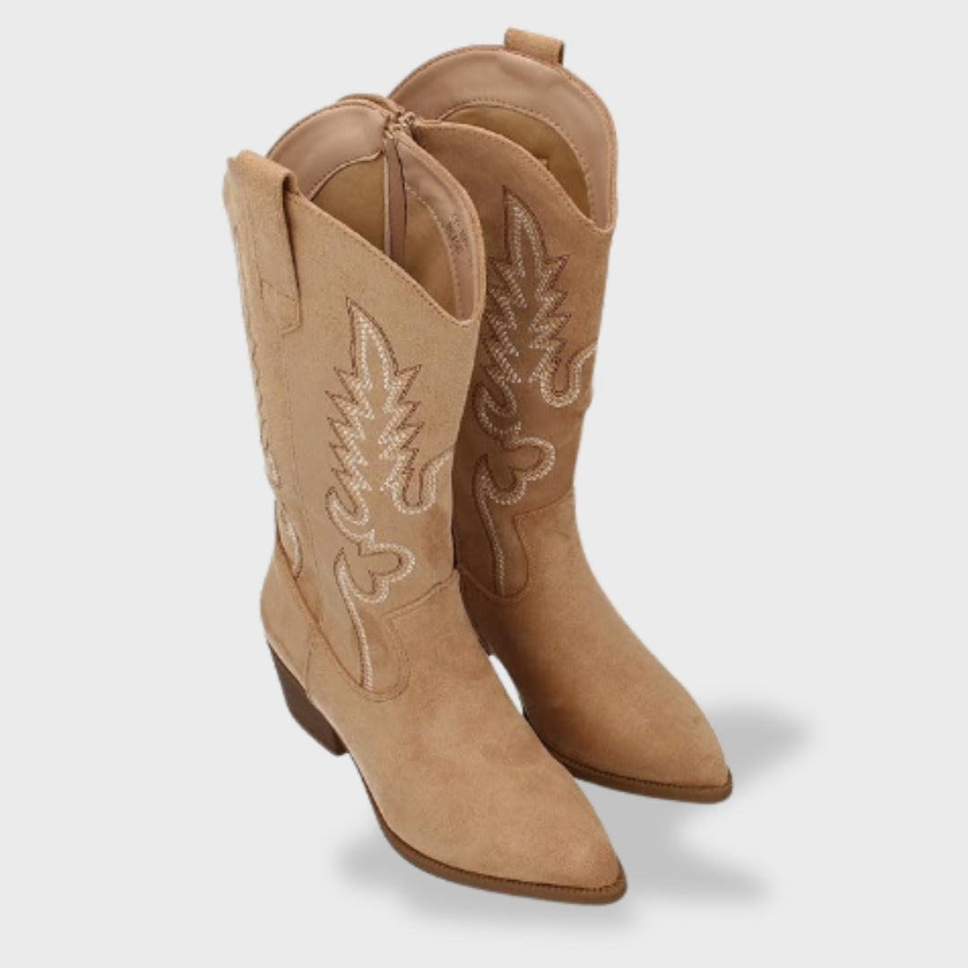 Botas Camperas Mujer de Ante Bordadas
