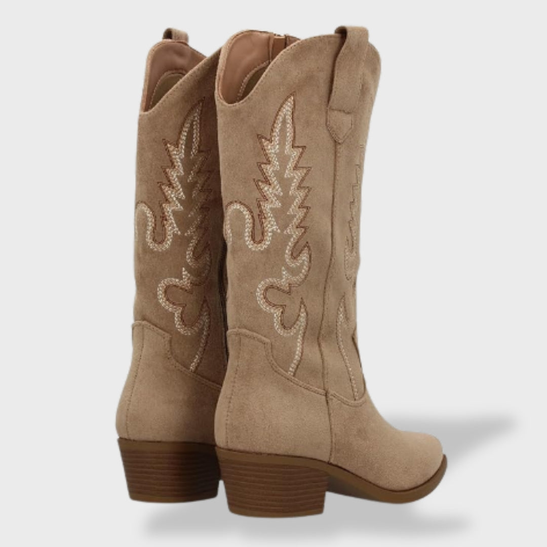 Botas Camperas Mujer de Ante Bordadas