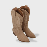 Botas Camperas Mujer de Ante Bordadas