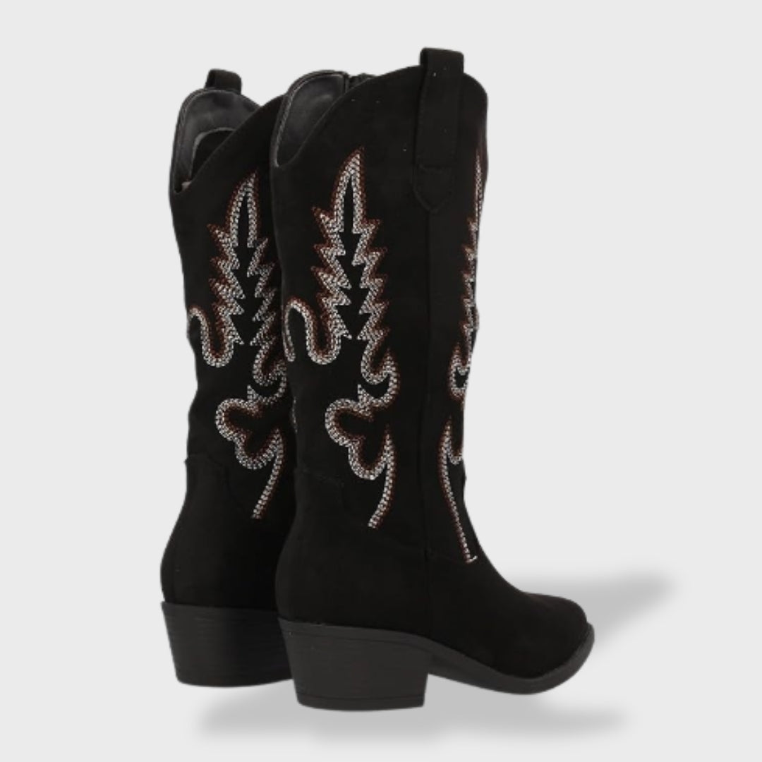 Botas Camperas Mujer de Ante Bordadas