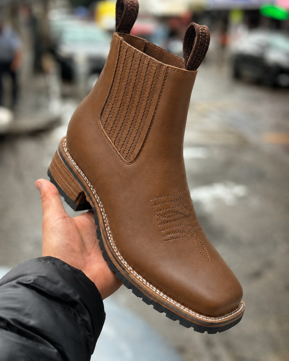 Botas Chelsea Hombre Marrón con Tiradores