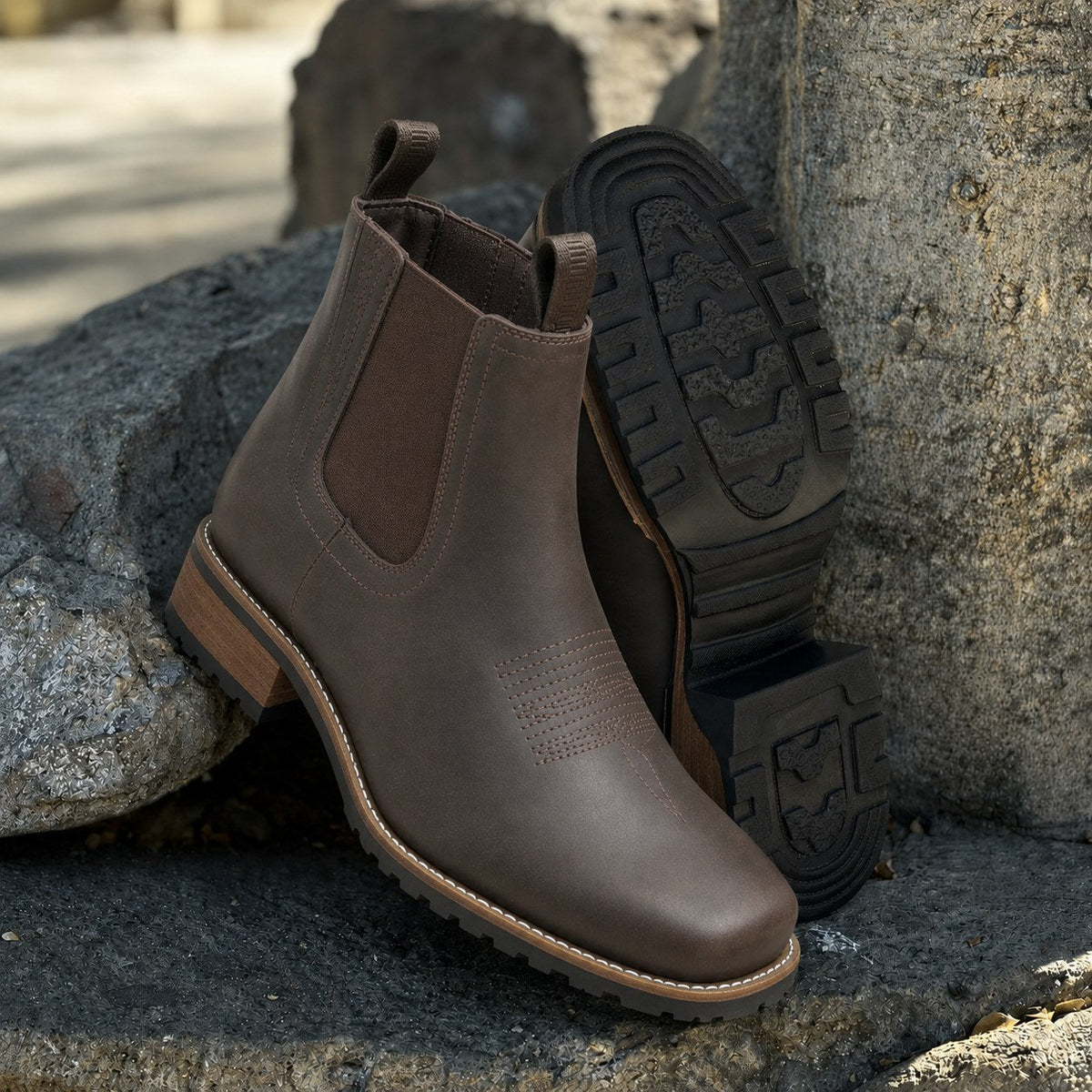 Botas Chelsea Hombre Marrón con Tiradores