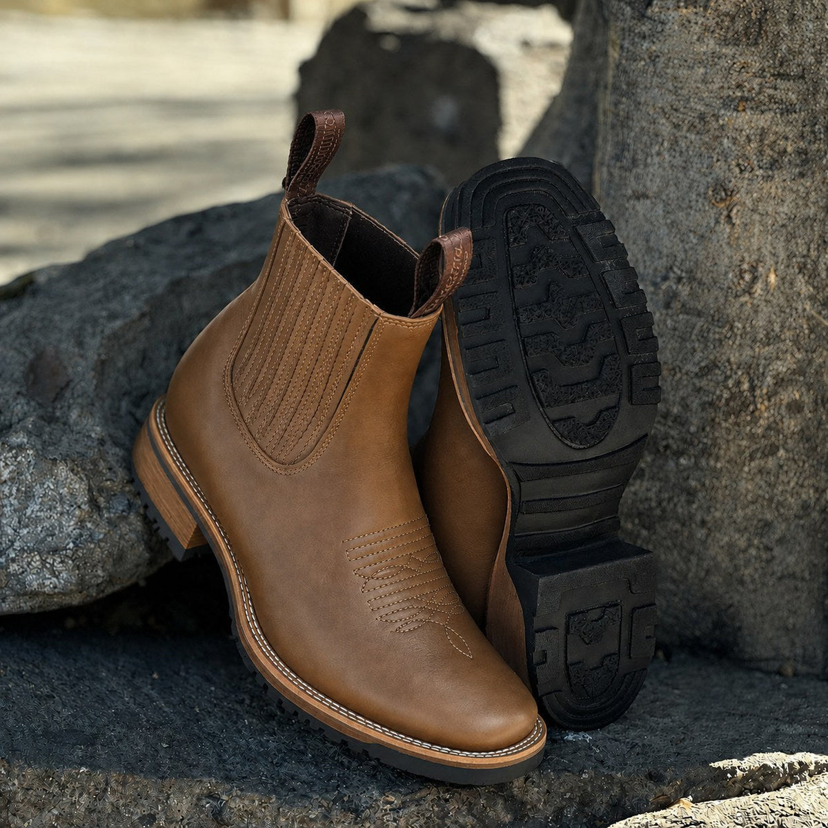 Botas Chelsea Hombre Marrón con Tiradores
