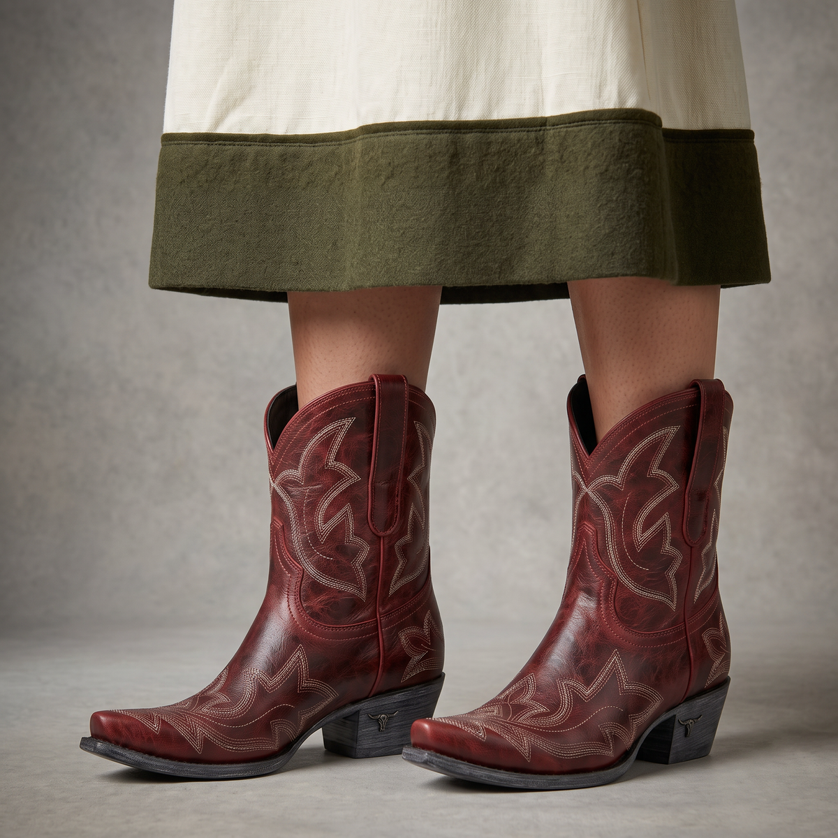 Botas Cowboy Mujer Bordadas Estilo Western Rojas
