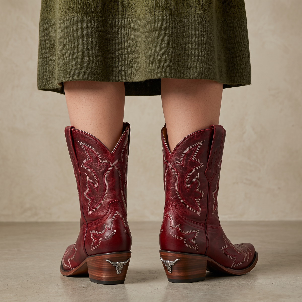Botas Cowboy Mujer Bordadas Estilo Western Rojas