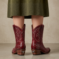 Botas Cowboy Mujer Bordadas Estilo Western Rojas
