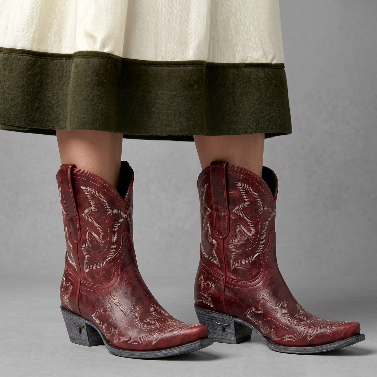 Botas Cowboy Mujer Bordadas Estilo Western Rojas