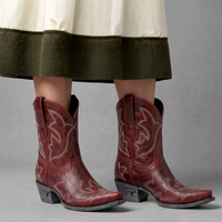 Botas Cowboy Mujer Bordadas Estilo Western Rojas