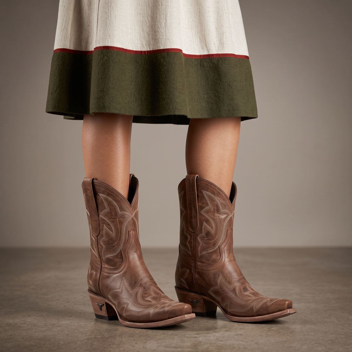 Botas Cowboy Mujer Bordadas Estilo Western Rojas