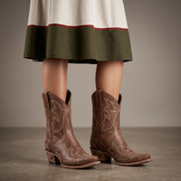 Botas Cowboy Mujer Bordadas Estilo Western Rojas