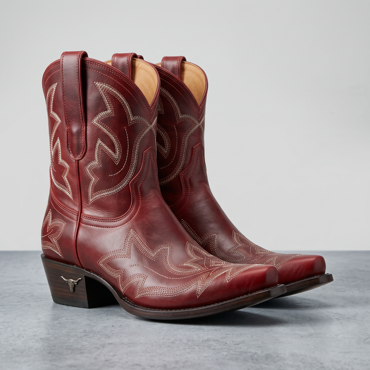 Botas cowboy rojas con bordado estilo western para mujer