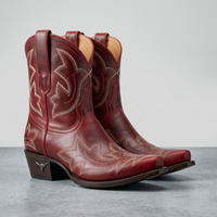 Botas cowboy rojas con bordado estilo western para mujer