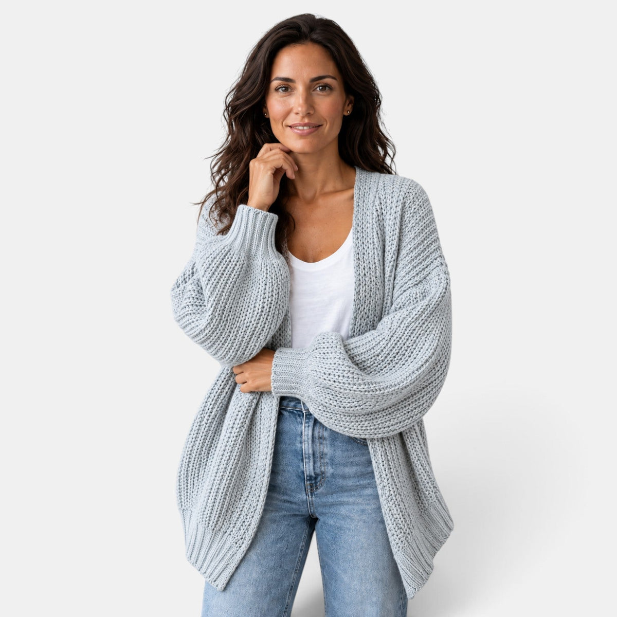 Cárdigan Oversize Mujer de Punto Manga Larga