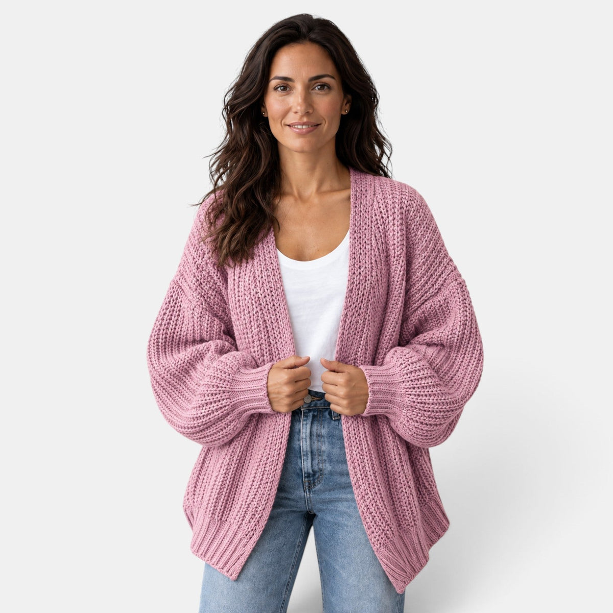Cárdigan Oversize Mujer de Punto Manga Larga