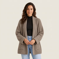 Cárdigan Punto Grueso Mujer con Cuello Chal