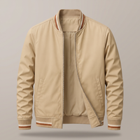 Cazadora Bomber Hombre Clásica con Cuello Acanalado