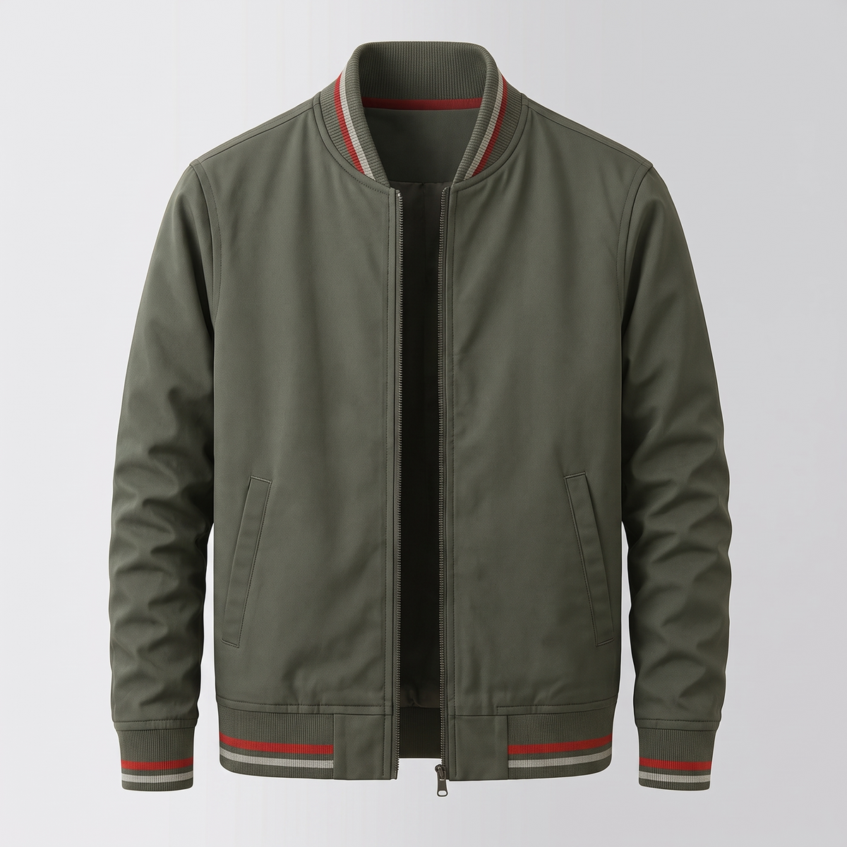 Cazadora Bomber Hombre Clásica con Cuello Acanalado
