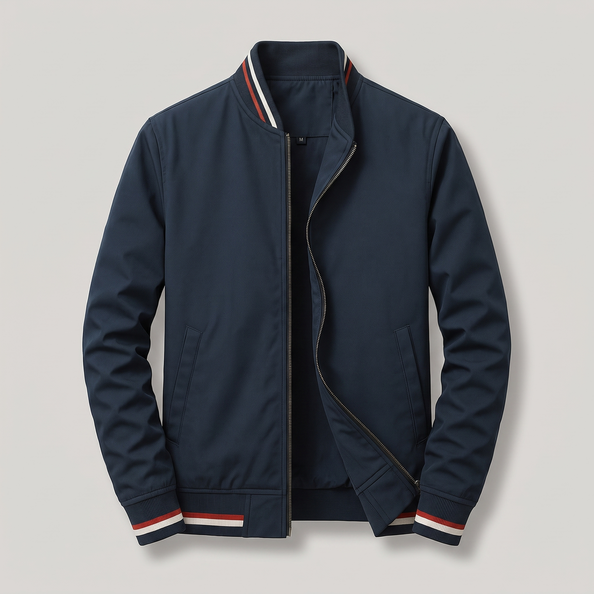 Cazadora Bomber Hombre Clásica con Cuello Acanalado