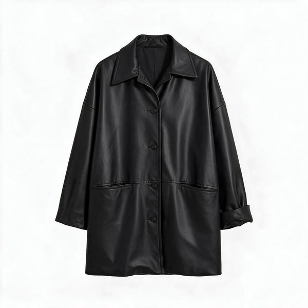 Chaqueta de piel negra para mujer modelo Alive, vista frontal